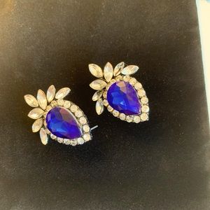 Stunning blue & Chrystal pierced earrings.